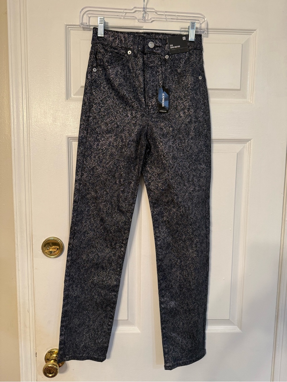 Express Women's Straight-Leg Pants in Heathered Blue